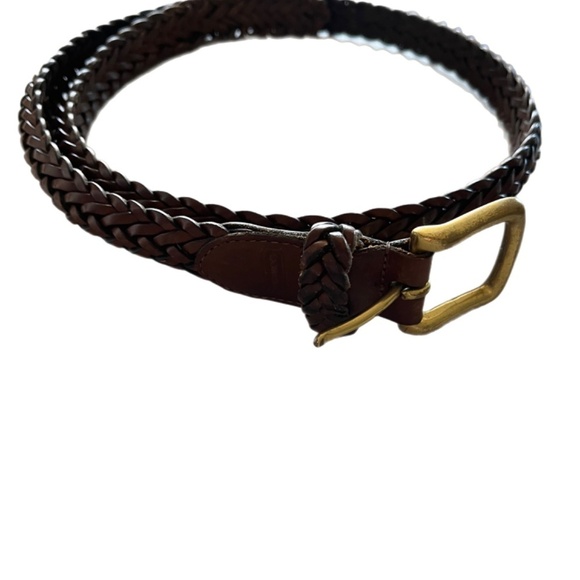 Coach Brown Braided Leather Belt Classic Designer Women size 36 minimalist boho - Picture 2 of 4